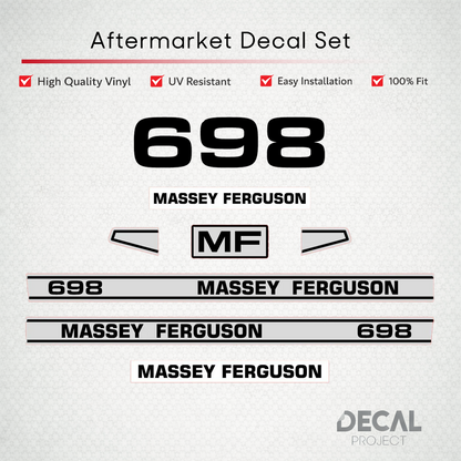 Aftermarket Decal Kit Compatible with Massey Ferguson 698 – Premium Restoration Vinyl Set – Image 1