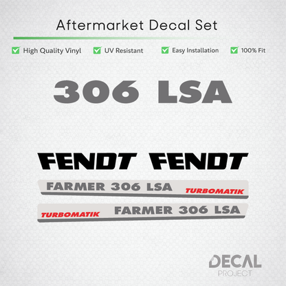 Fendt Farmer 306 LSA Turbomatik Decal Kit - Classic 4WD Series Restoration Set