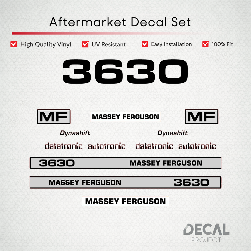 Aftermarket Decal Kit Compatible with Massey Ferguson 3630 – Premium Restoration Vinyl Set – Image 1