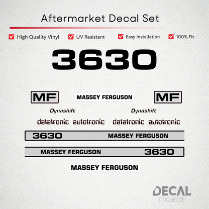 Aftermarket Decal Kit Compatible with Massey Ferguson 3630 – Premium Restoration Vinyl Set – Image 1