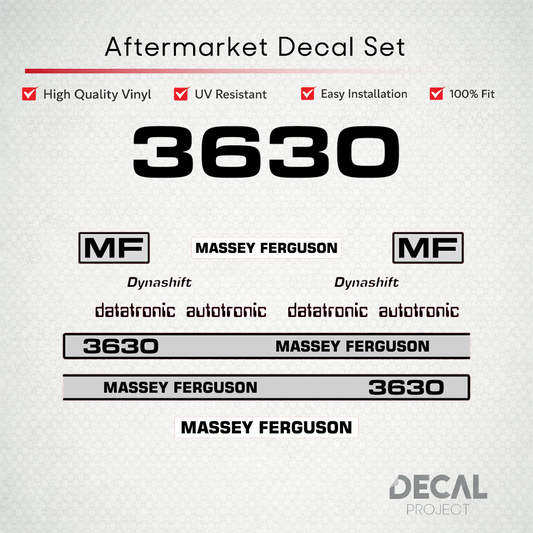 Aftermarket Decal Kit Compatible with Massey Ferguson 3630 – Premium Restoration Vinyl Set – Image 1