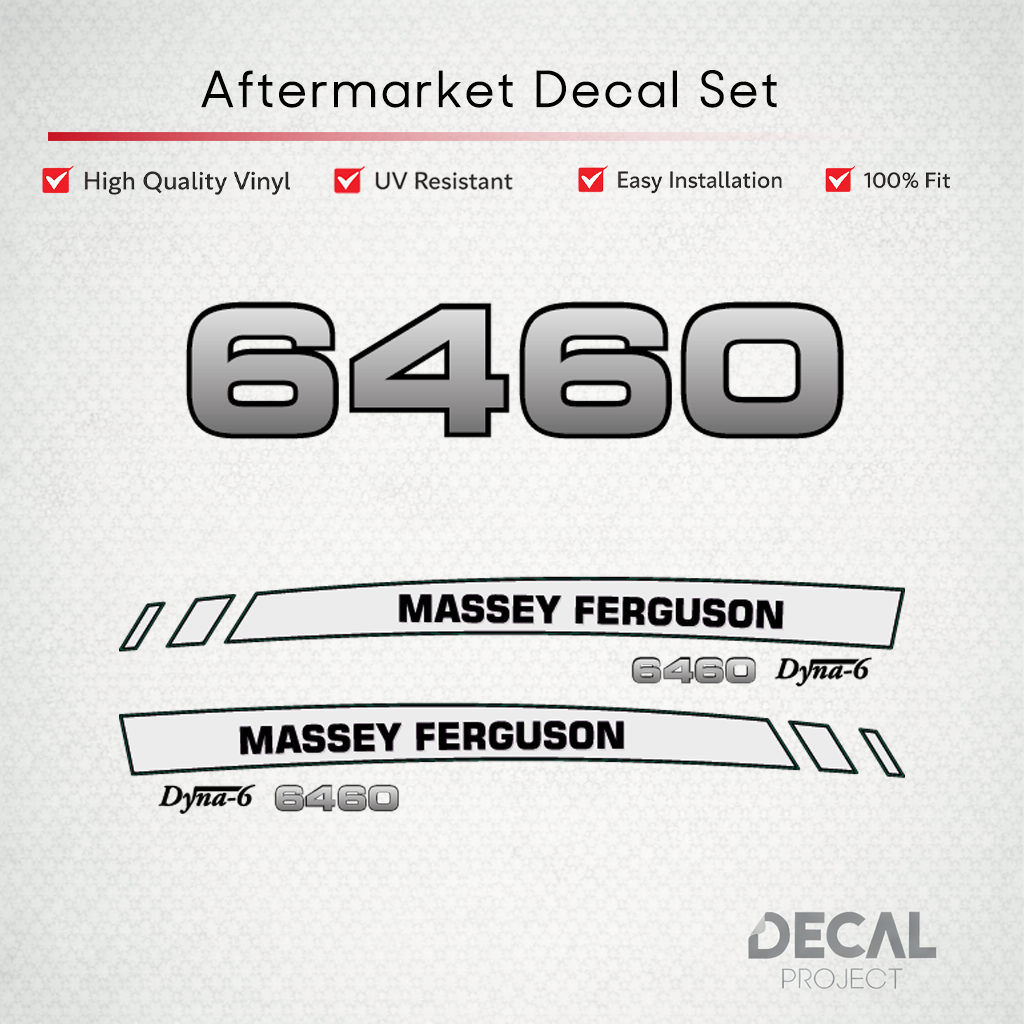 Aftermarket Decal Kit Compatible with Massey Ferguson 6460 – Premium Dyna-6 Hood Graphics Set – Image 1