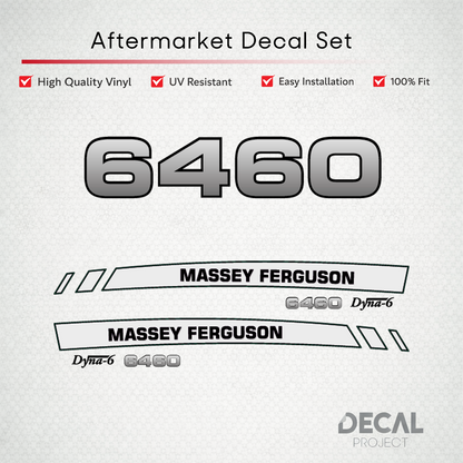Aftermarket Decal Kit Compatible with Massey Ferguson 6460 – Premium Dyna-6 Hood Graphics Set – Image 1