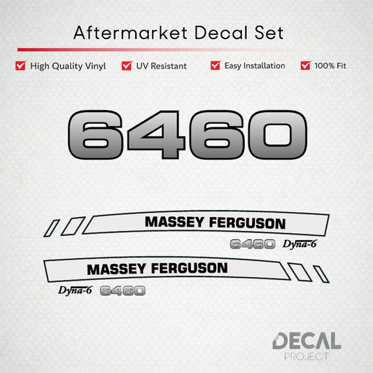 Aftermarket Decal Kit Compatible with Massey Ferguson 6460 – Premium Dyna-6 Hood Graphics Set – Image 1