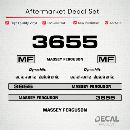 Aftermarket Decal Kit Compatible with Massey Ferguson 3655 – Dynashift Restoration Vinyl Set – Image 1