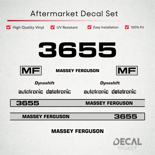 Aftermarket Decal Kit Compatible with Massey Ferguson 3655 – Dynashift Restoration Vinyl Set – Image 1
