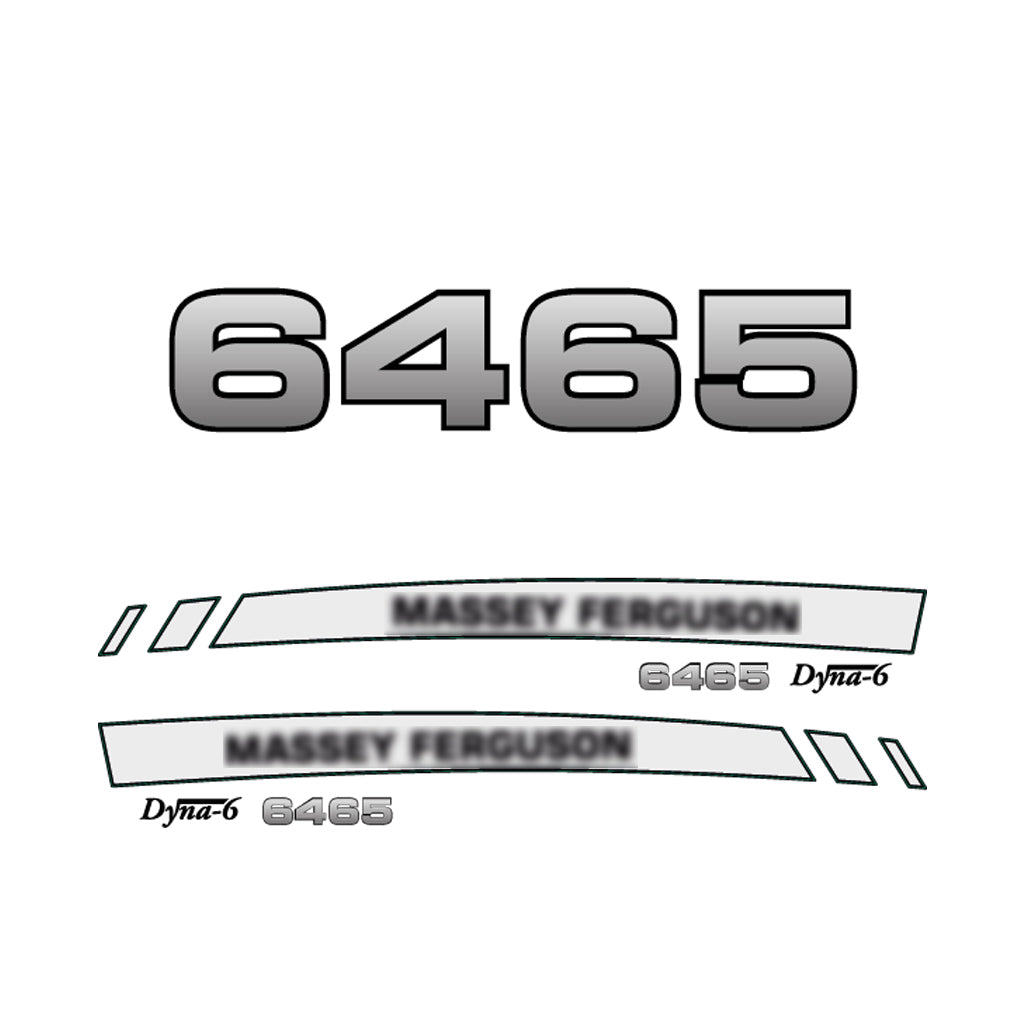Aftermarket Decal Kit Compatible with Massey Ferguson 6465 – Premium Dyna-6 Hood Graphics Set