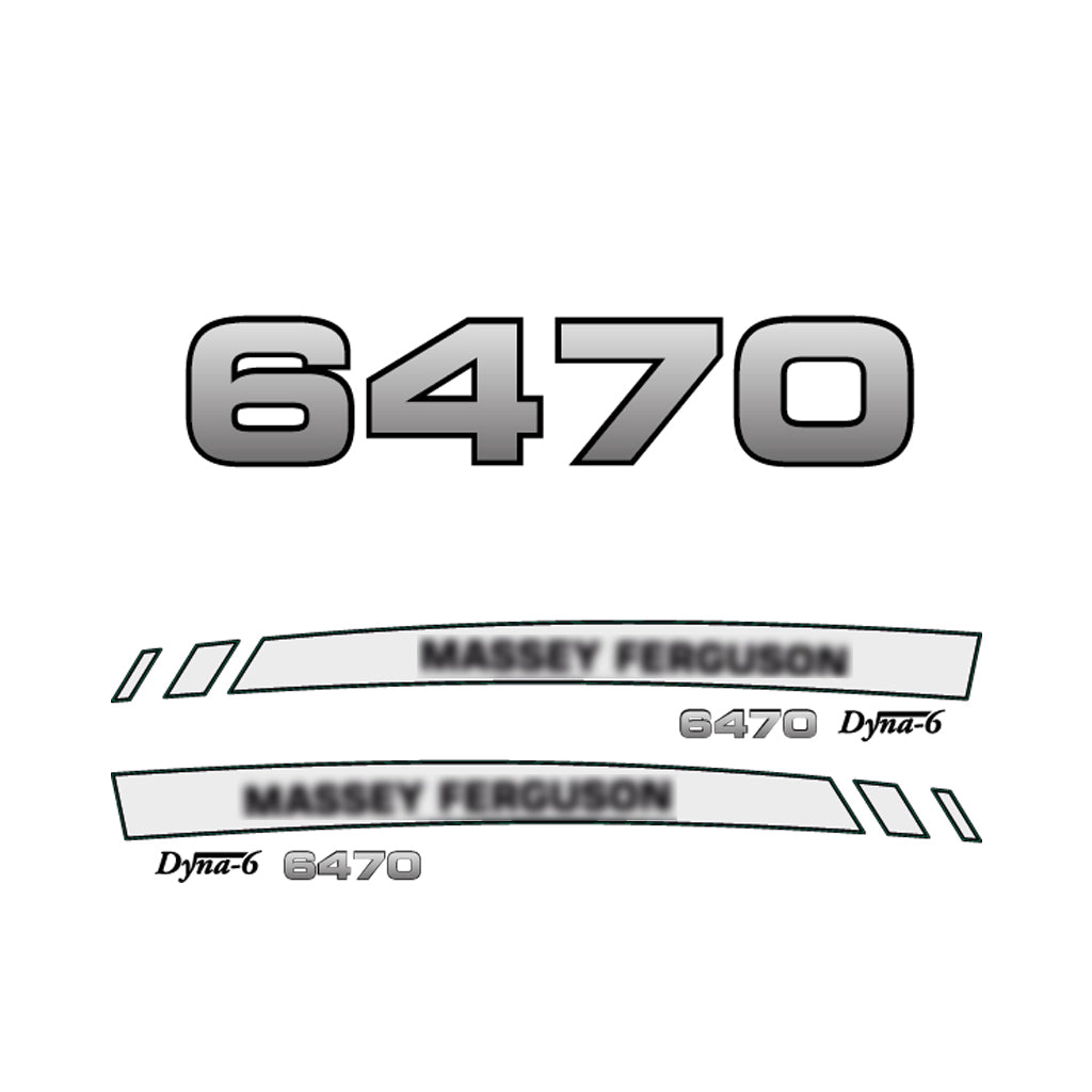 Aftermarket Decal Kit Compatible with Massey Ferguson 6470 – Premium Dyna-6 Hood Graphics Set