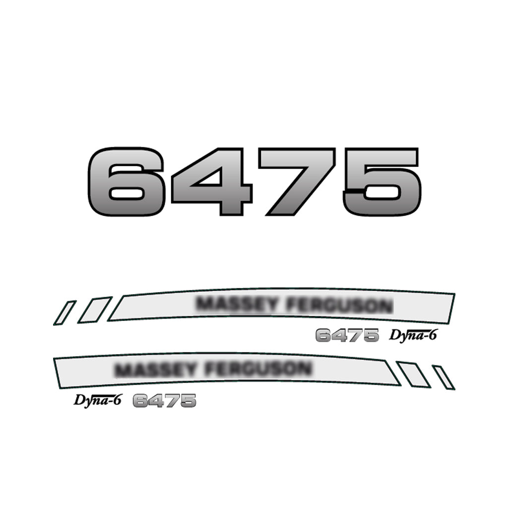 Aftermarket Decal Kit Compatible with Massey Ferguson 6475 – Premium Dyna-6 Hood Graphics Set