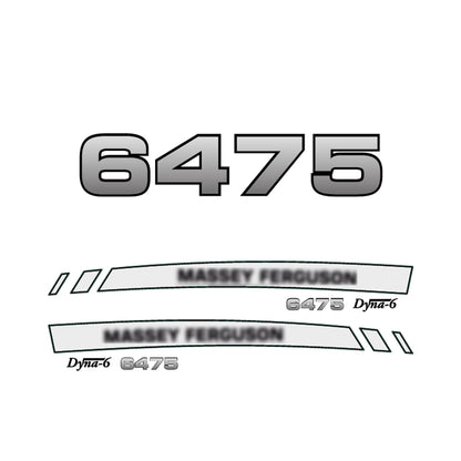 Aftermarket Decal Kit Compatible with Massey Ferguson 6475 – Premium Dyna-6 Hood Graphics Set