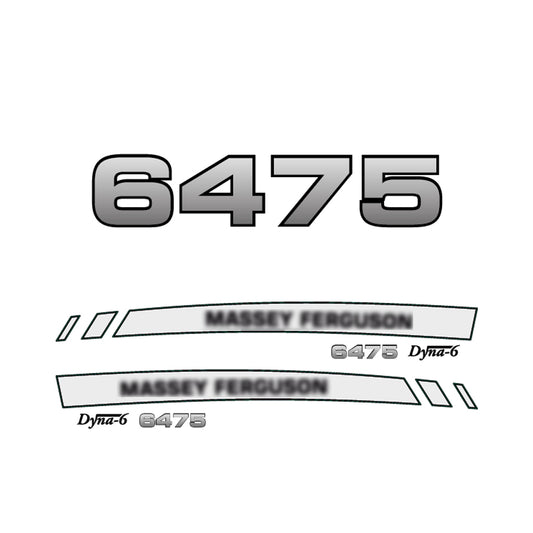 Aftermarket Decal Kit Compatible with Massey Ferguson 6475 – Premium Dyna-6 Hood Graphics Set