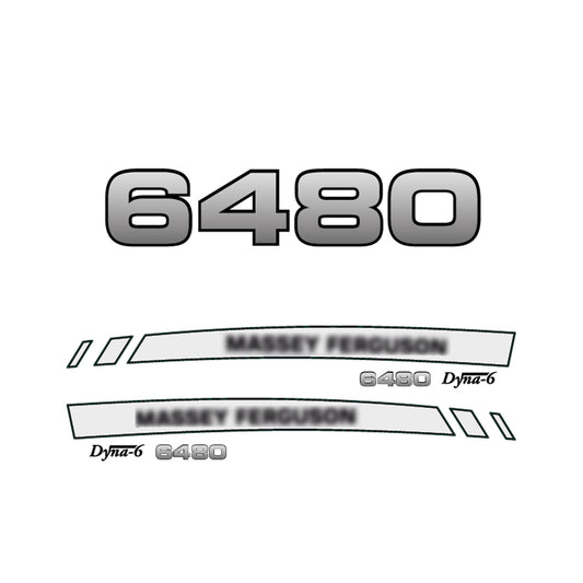 Aftermarket Decal Kit Compatible with Massey Ferguson 6480 – Premium Dyna-6 Hood Graphics Set