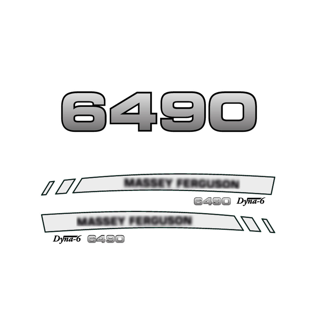 Aftermarket Decal Kit Compatible with Massey Ferguson 6490 – Premium Dyna-6 Hood Graphics Set