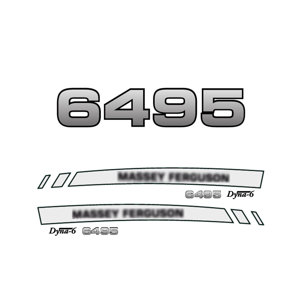 Aftermarket Decal Kit Compatible with Massey Ferguson 6495 – Premium Dyna-6 Hood Graphics Set