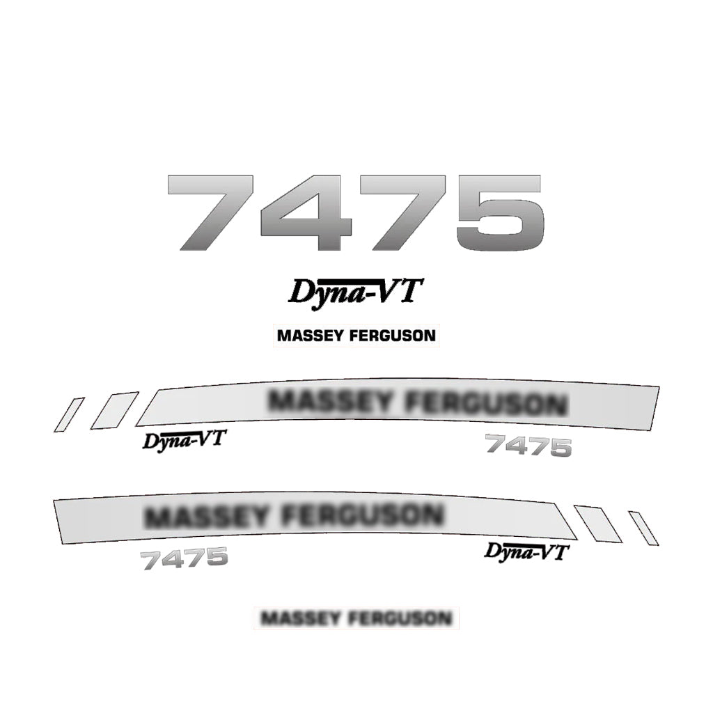 Aftermarket Decal Kit Compatible with Massey Ferguson 7475 – Premium Dyna-VT Hood Graphics Set