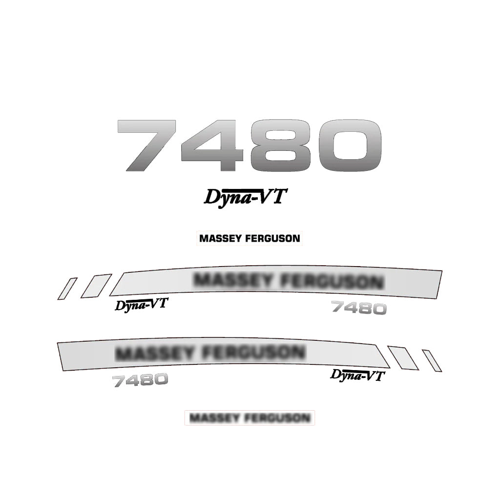 Aftermarket Decal Kit Compatible with Massey Ferguson 7480 – Premium Dyna-VT Hood Graphics Set