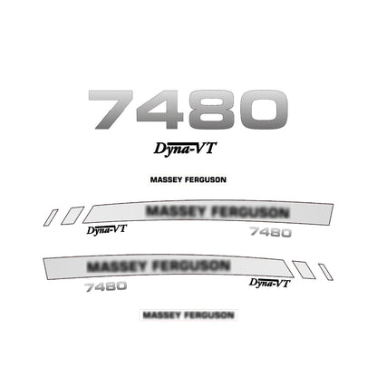 Aftermarket Decal Kit Compatible with Massey Ferguson 7480 – Premium Dyna-VT Hood Graphics Set